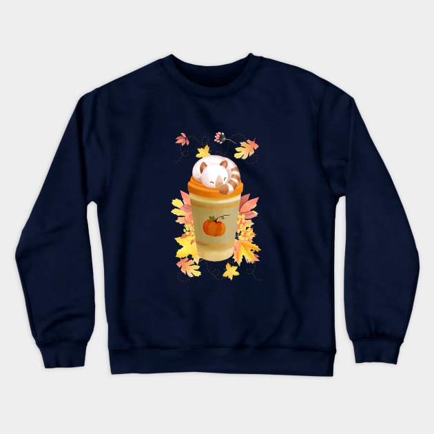 Hello Autumn Coffee Kitten Crewneck Sweatshirt by LittleBunnySunshine